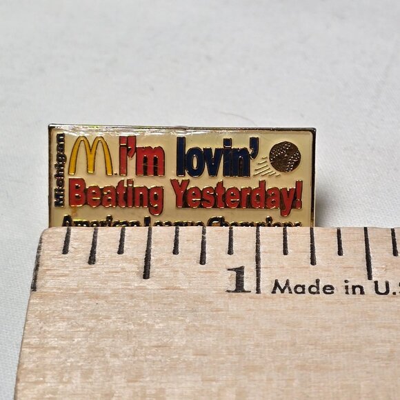 McDonalds Little League Lapel Pin Vintage Shield Award Pinback Michigan Vintage - Picture 7 of 9